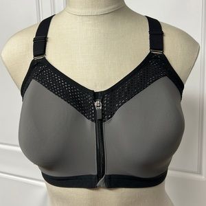 Wacoal Sports Bra Zippered Racer Back #853222 34DDD Underwire Adjustable Straps